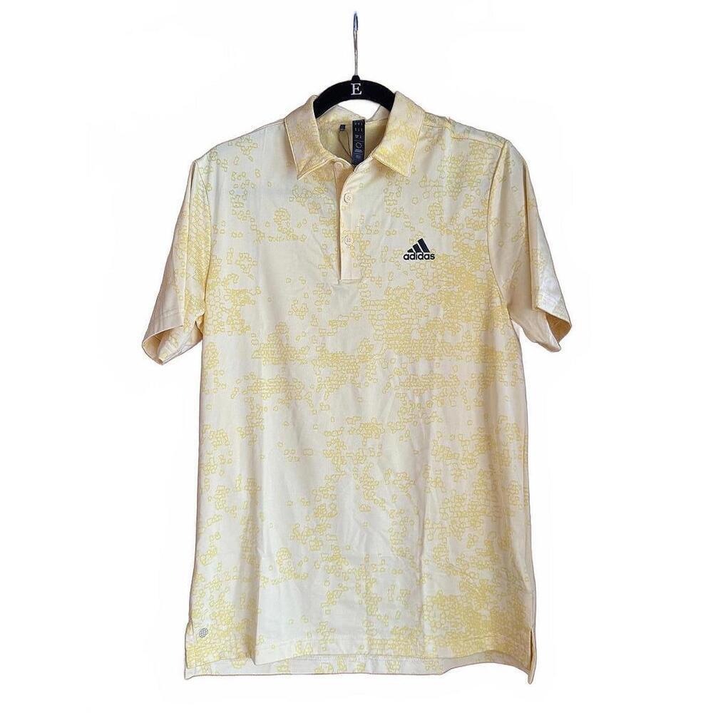 NWT Adidas Athletic Prisma Sport Golf Polo Shirt Yellow Size Small - Picture 2 of 9